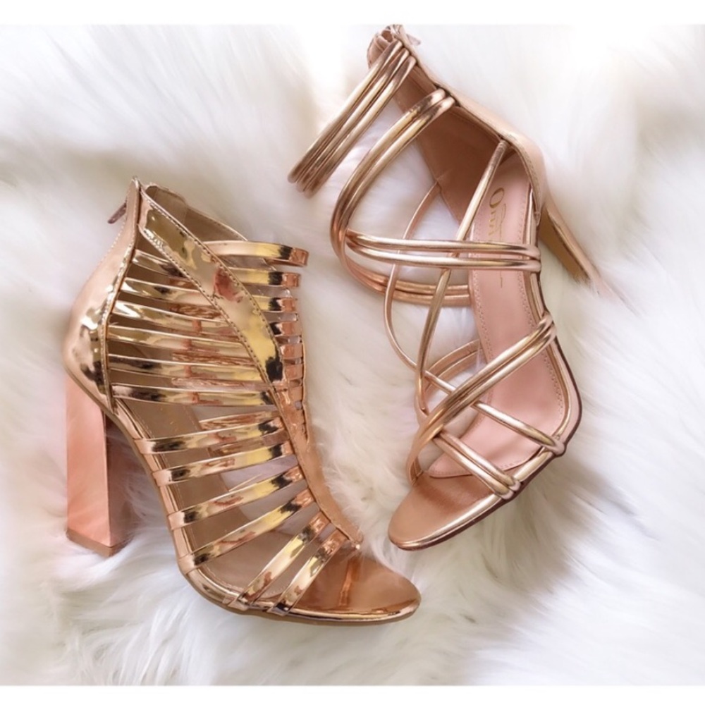 Rose gold chunky heels